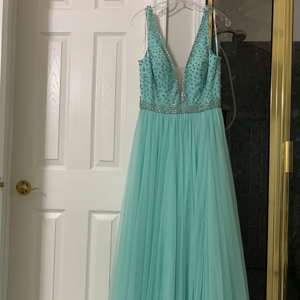 Mint green Sherri hill prom dress